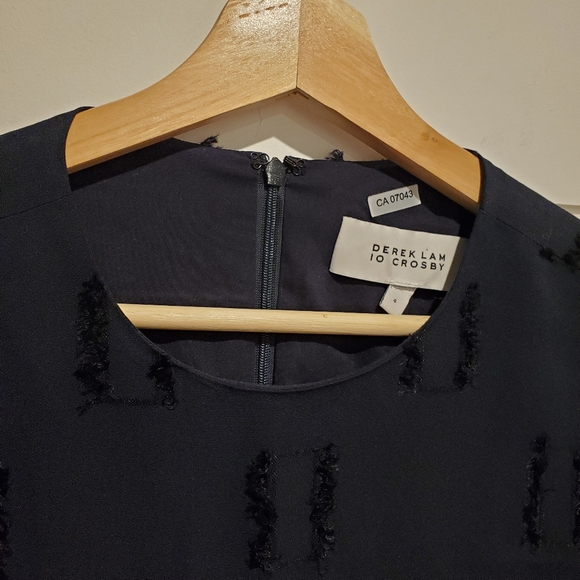 Luxury blouse small 4 Derek lam 10 crosby top tassles 3/4 sleeve crew neck shirt - Picture 11 of 16